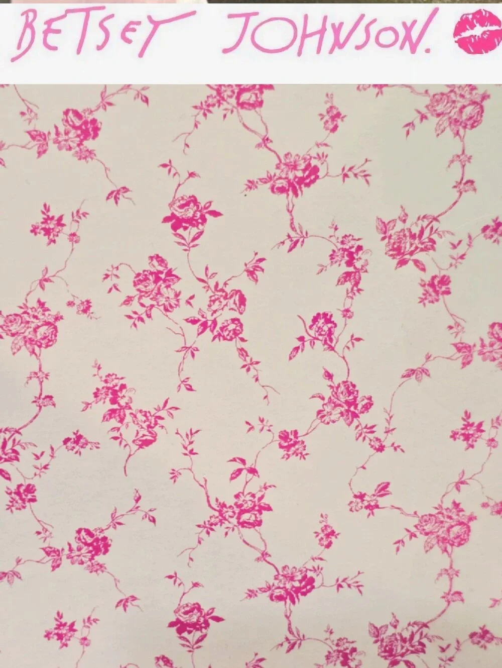 Betsey Johnson Pink Floral‎ Toile PEVA Shower Curtain Liner